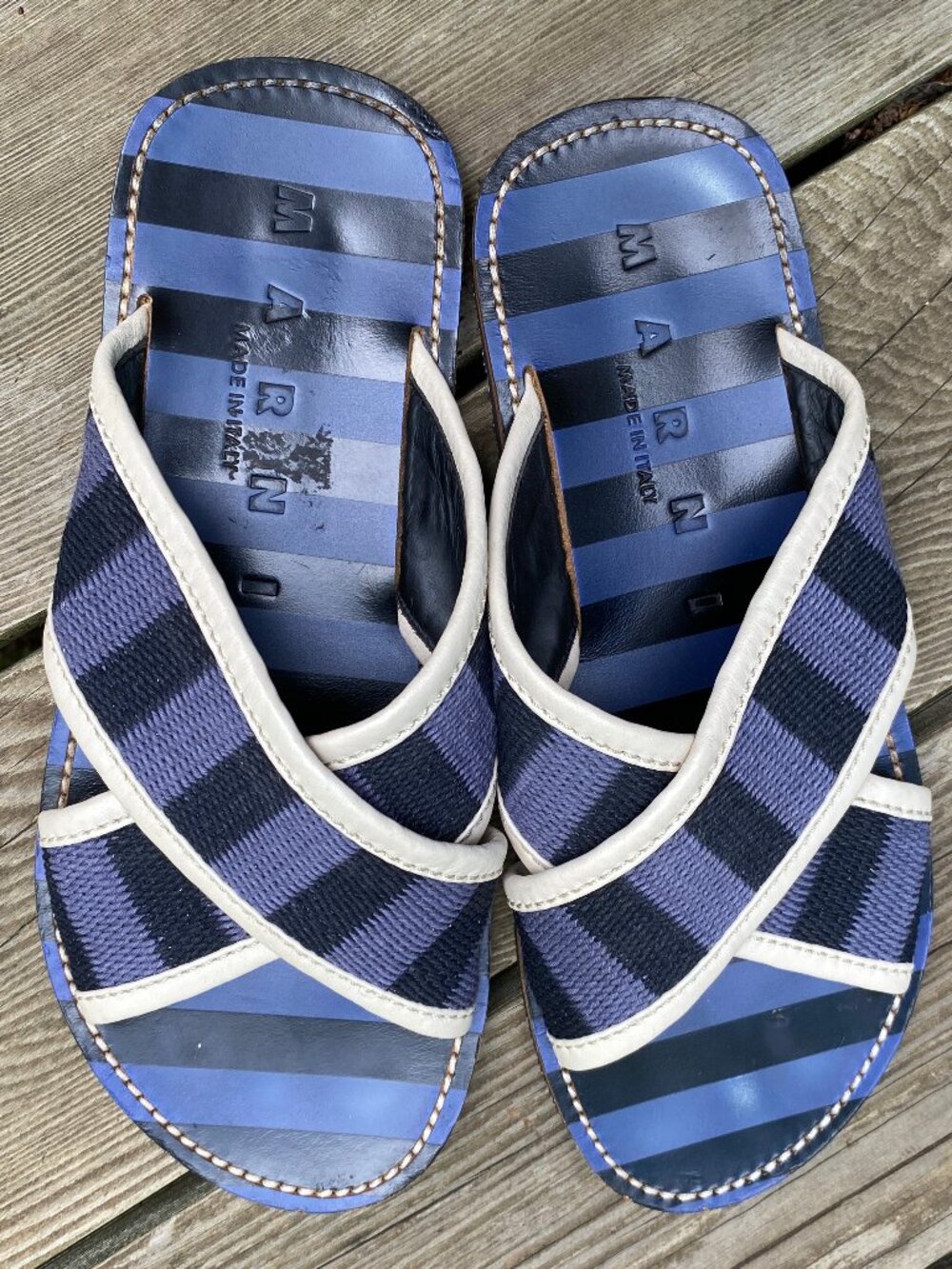 MENS Blue & Black MARNI Nastro Sandals - Size 43